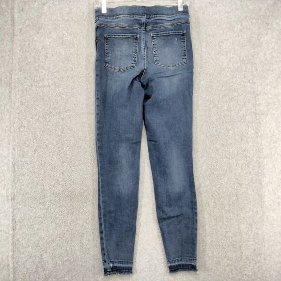 Spanx Pull on Jeggings Wmns S Blue Medium Wash Mid Rise Ankle Raw Hem Slimming - Picture 7 of 12